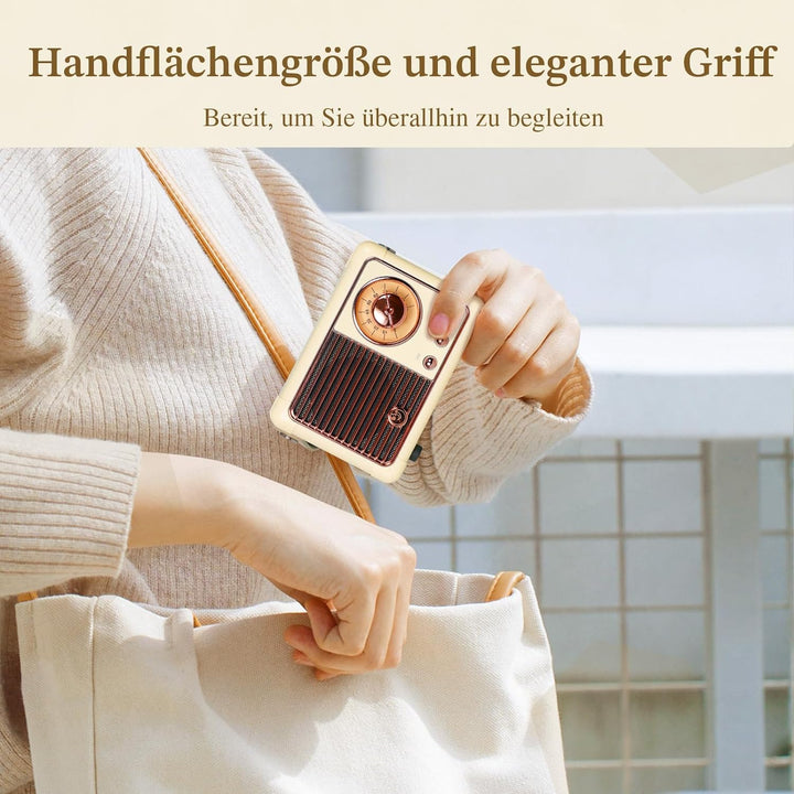 PRUNUS J-999 Mini Bluetooth Lautsprecher mit Radio FM, Retro Radio Bluetooth Speaker Wiederaufladbar