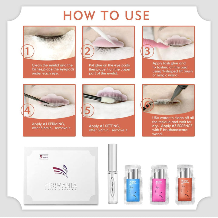 PERMANIA Wimpernlifting Set, 2 In 1 Brow Lifting Set, Lash Lifting Set, Einzelbeutelverpackung, 1 Be