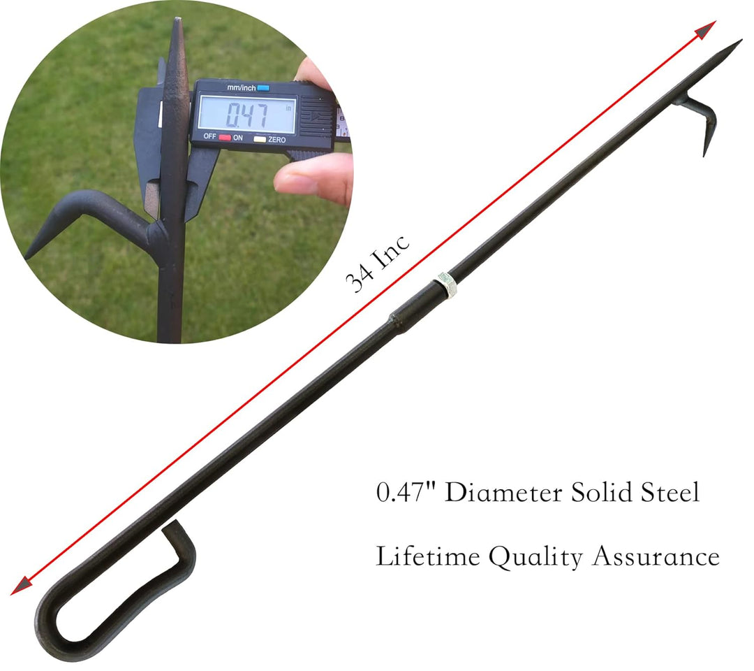 Feuerschürhaken für Feuerstelle. 34 Inc 0.9 kg robuster Kaminschürhaken aus massivem Stahl Durchmess
