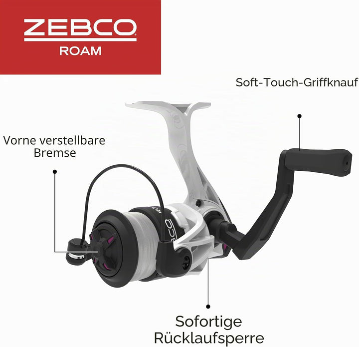 Zebco Roam Spinnrolle und Angelruten-Kombination, geteilter KomfortGrip-Rutengriff, Soft-Touch-Griff