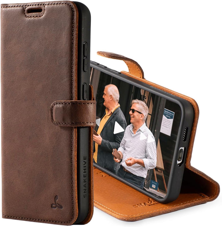 Snakehive Galaxy S23 Plus Hülle Leder | Stylische Handyhülle mit Kartenhalter & Standfuss | Handyhül