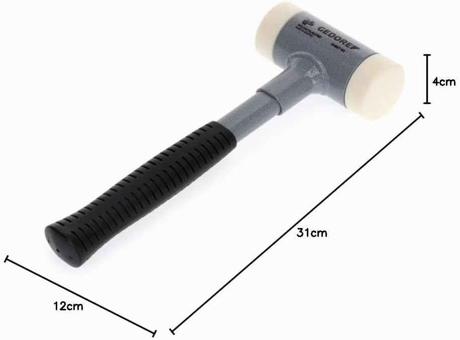 GEDORE 8829250 Rückschlagfreier Schonhammer, Ø 50 mm, Stahlrohrstiel, Austauschbare Polyamid-Köpfe K