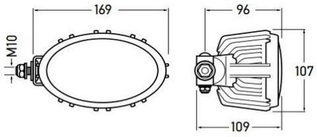 HELLA - LED-Arbeitsscheinwerfer - Oval 100 Thermo Pro - 12/24V - 1700lm - Anbau/geschraubt - für waa