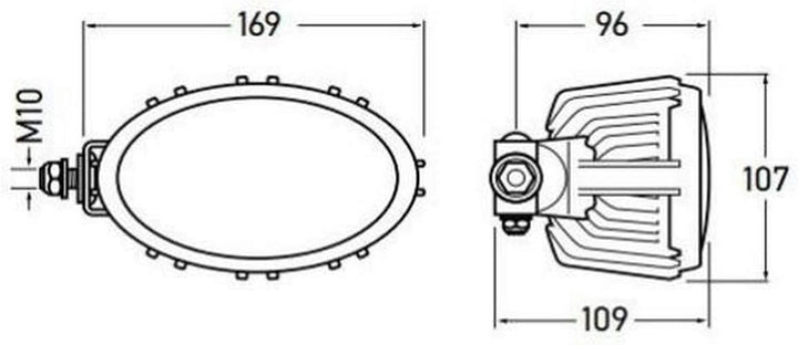 HELLA - LED-Arbeitsscheinwerfer - Oval 100 Thermo Pro - 12/24V - 1700lm - Anbau/geschraubt - für waa