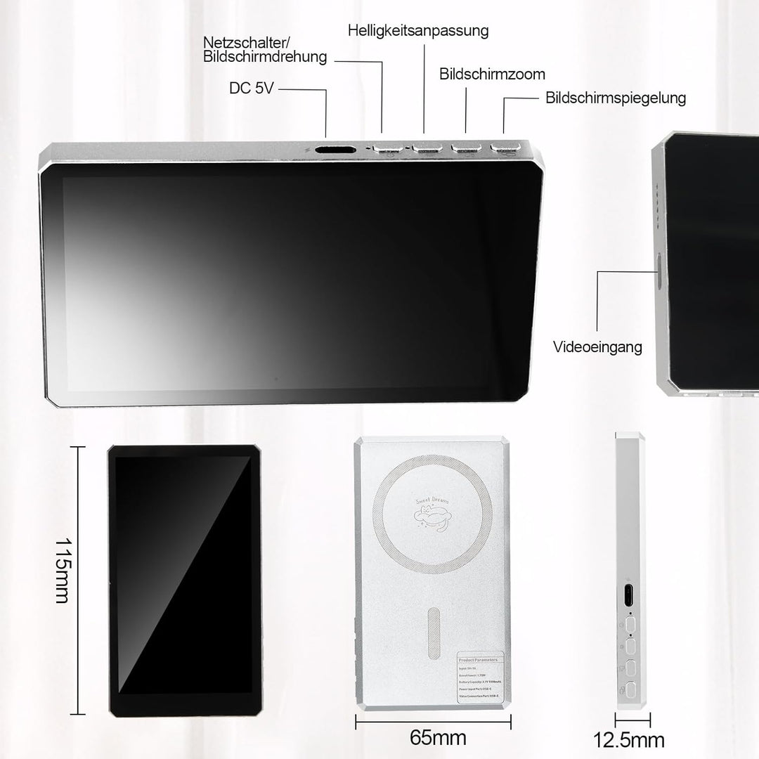 Magnetischer Selfie Monitor, Vlog Selfie Monitor Screen für iPhone Und Android, 4.5 Zoll, Kabellose