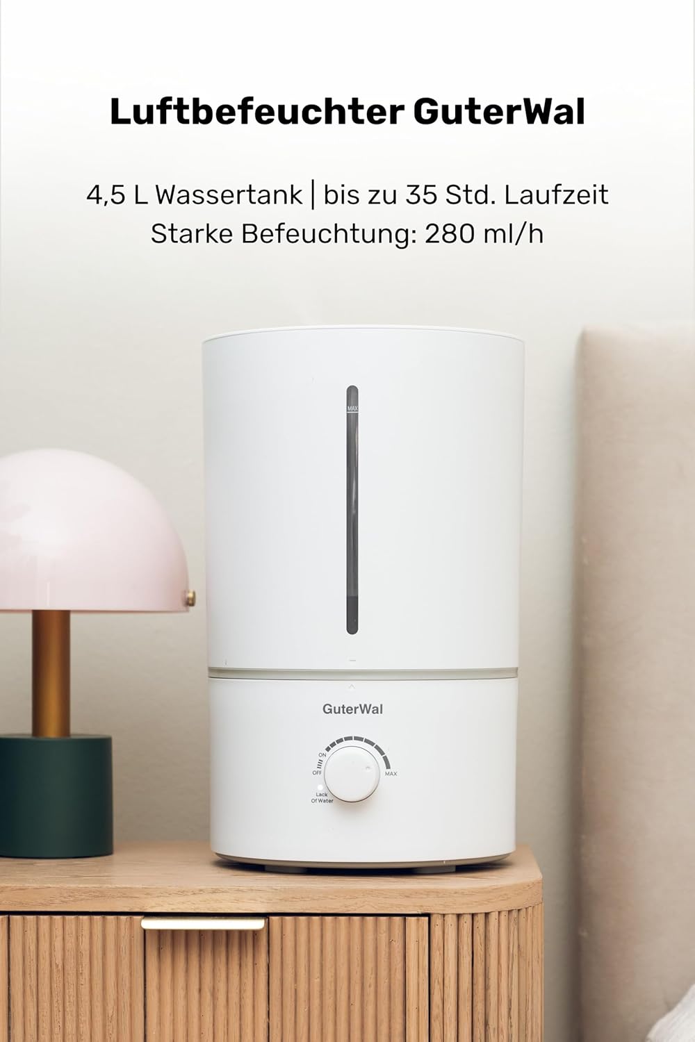 L4 Luftbefeuchter – 4,5L Wassertank, bis zu 35h Laufzeit, flüsterleise
