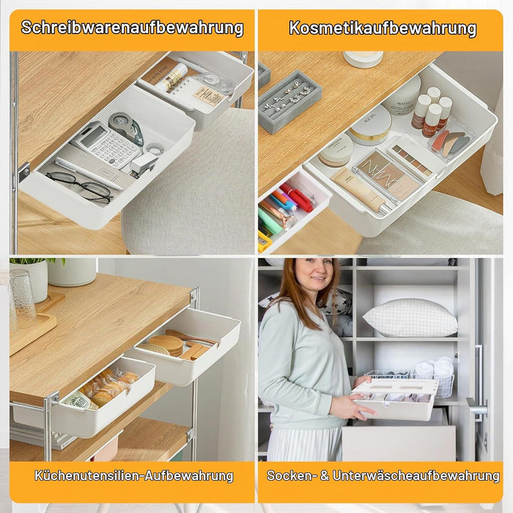 3 Stück Schublade unter Schreibtisch, Versteckte Schubladenbox, Schubladen Organizer Aufbewahrungsbo