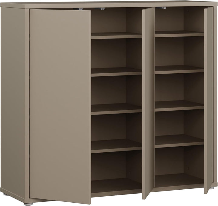 Forte ALICE SPRINGS Schuhschrank 100 110, modern-minimalistisch, 3-türig, Flurschrank, Holzwerkstoff