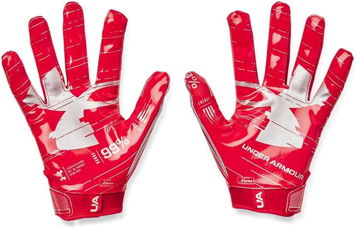 Under Armour Herren F8 Fussballhandschuhe Rot, Silber M, Rot, Silber M