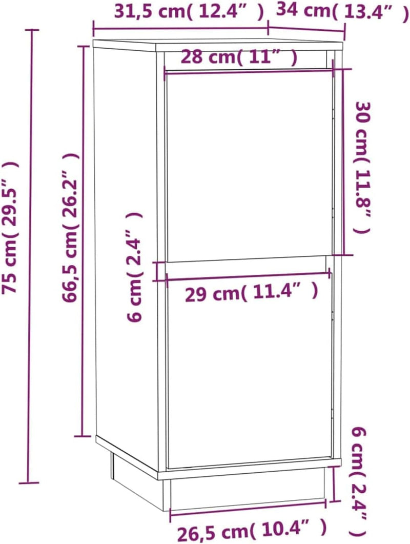 Gecheer 2 STK. Sideboard mit 2 Türen Kommode Anrichte Beistellschrank Mehrzweckschrank Standschrank