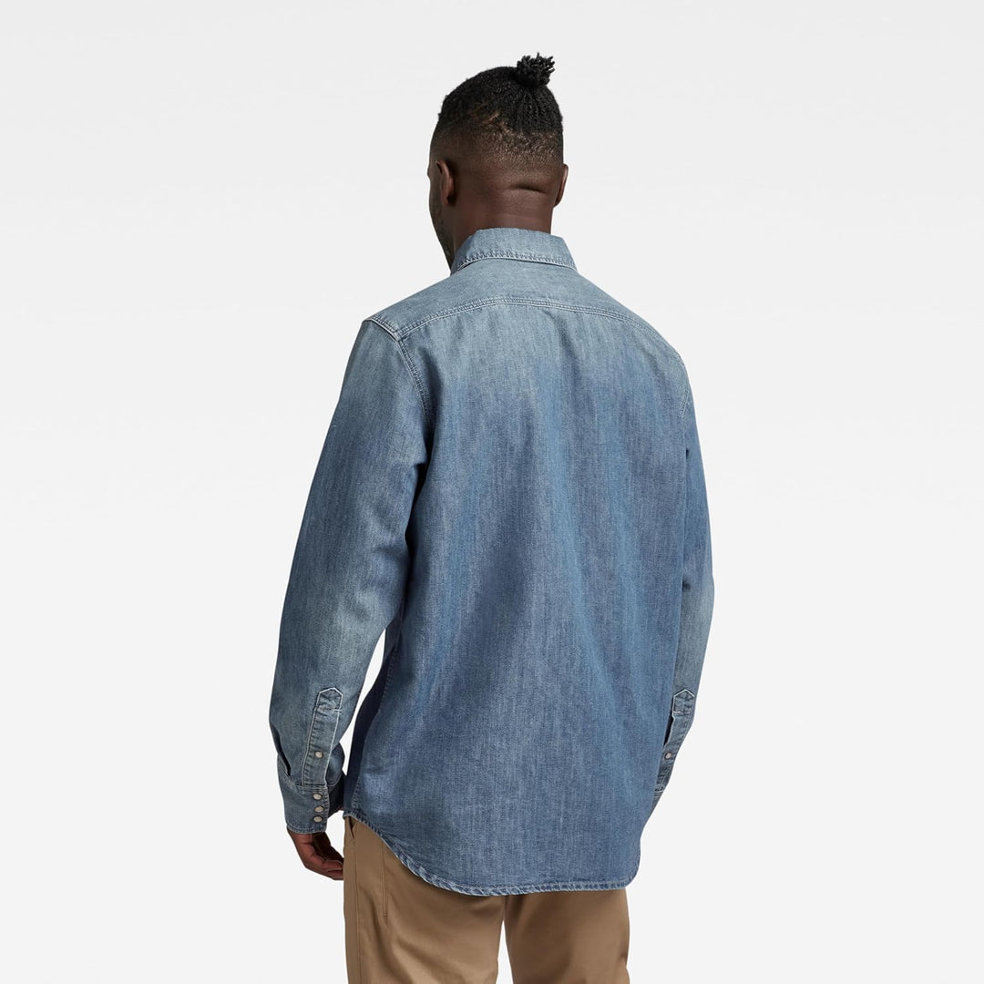 G-Star RAW Herren 3301 Straight Shirts S Blau (Faded Cadet Blue D12698-d303-d890), S Blau (Faded Cad