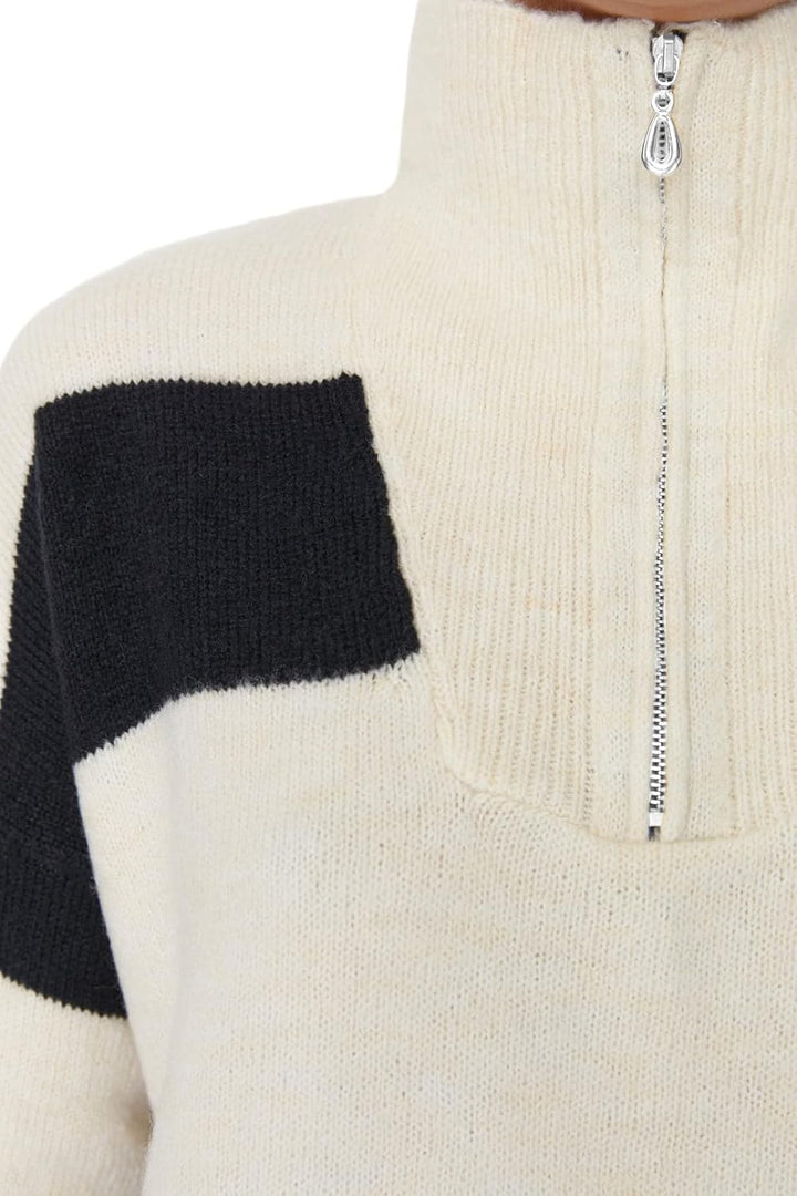 TRENDYOL Damen Stehkragen Gestreift Oversize Sweater Sweatshirt M Grau, M Grau