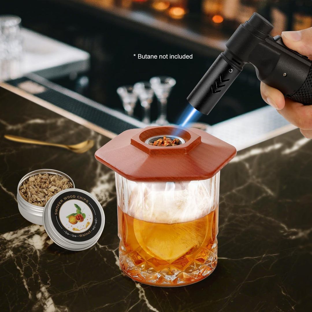 Cocktail-Räucher-Kit mit Fackel, Whisky-Räucher-Set mit 8 Geschmacksrichtungen Räucherholzchips, Alt
