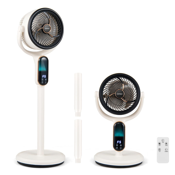 COSTWAY Standventilator leise mit Fernbedienung, 54-96 cm höhenverstellbar | Bodenventilator mit 8 S