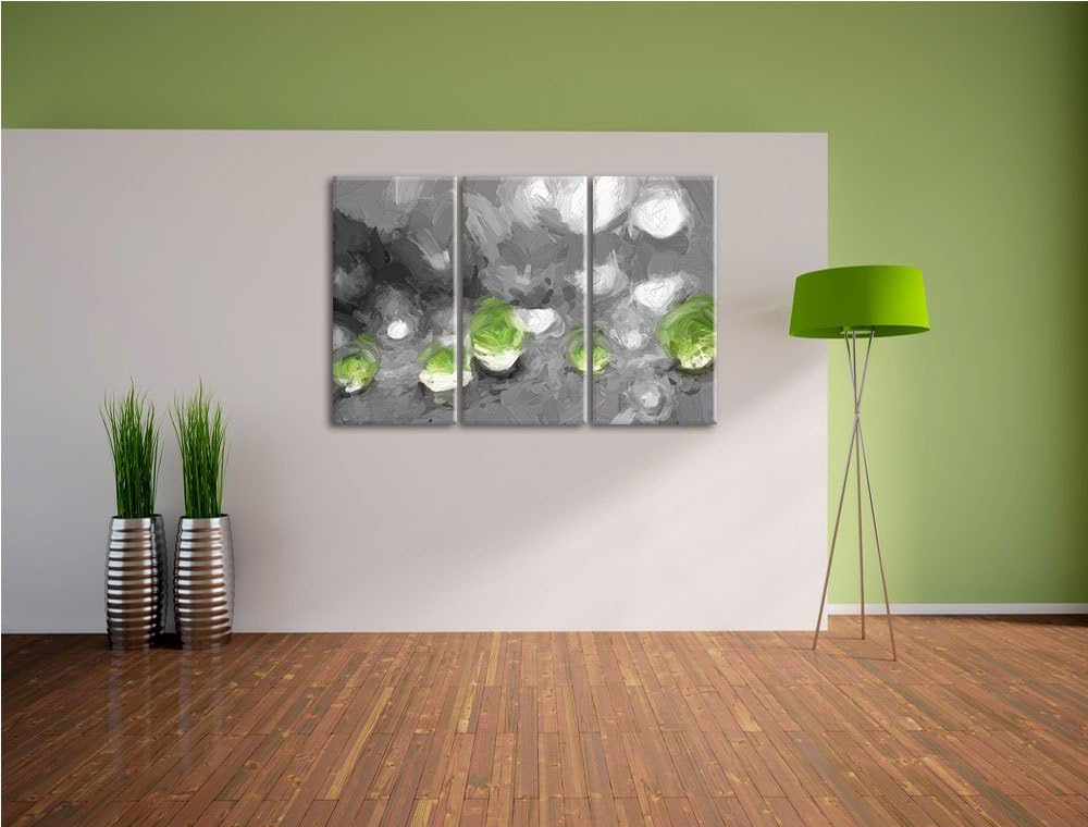 winzige Wassertropfen auf Blatt schwarz/weiss Deluxe 3-Teiler Leinwandbild 120x80 Bild auf Leinwand,