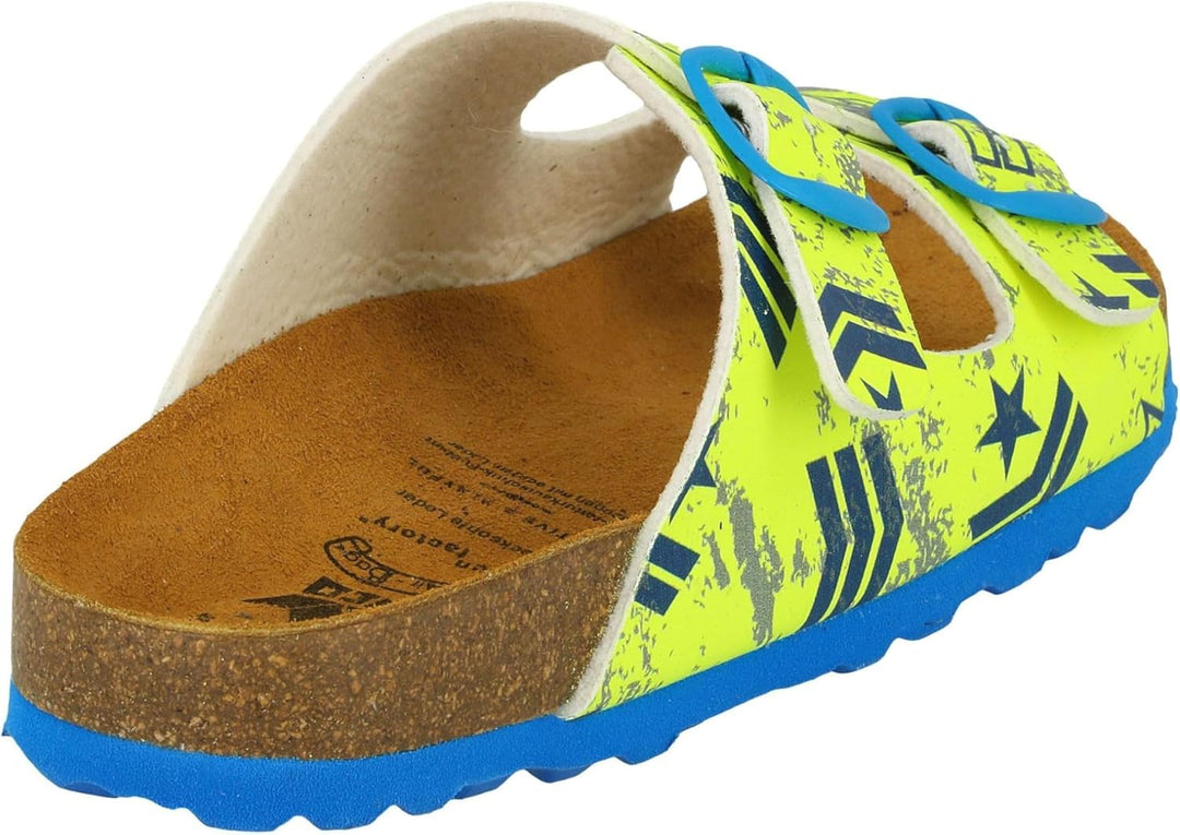 Lico Unisex Kinder Bioline Motru Pantoletten 28 EU Neongelb Blau, 28 EU Neongelb Blau