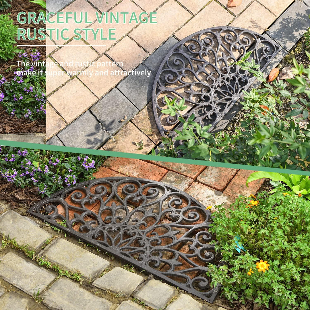 Sungmor Robuste Fussmatte aus Gusseisen – Vintage & schönes Ranken-Design & 71 cm grosse halbrunde V