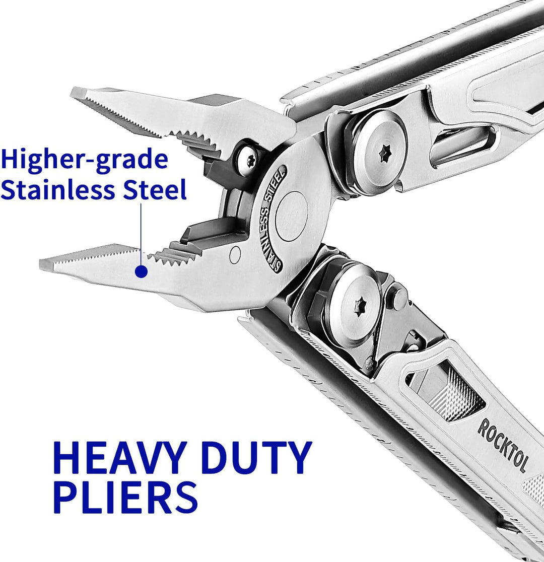 ROCKTOL Multitool, 29-in-1-Multitool-Zange mit austauschbaren Drahtschneidern und Säge, robustes Mul