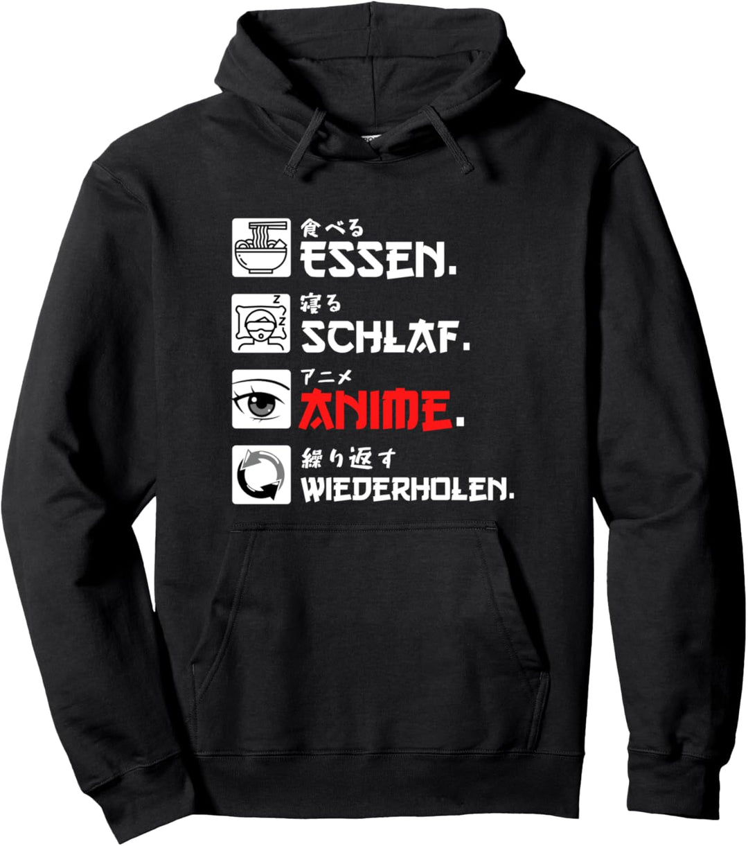 Lustiges Japan Essen Schlaf Anime Wiederholen Anime & Manga Pullover Hoodie