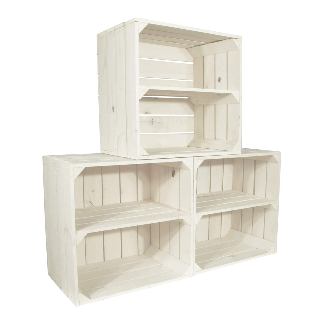 3 Set Weinregal Wino aus Holz - Weiss 1x Regal Holzkiste 3 1x Weiss Regal, 3 1x Weiss Regal