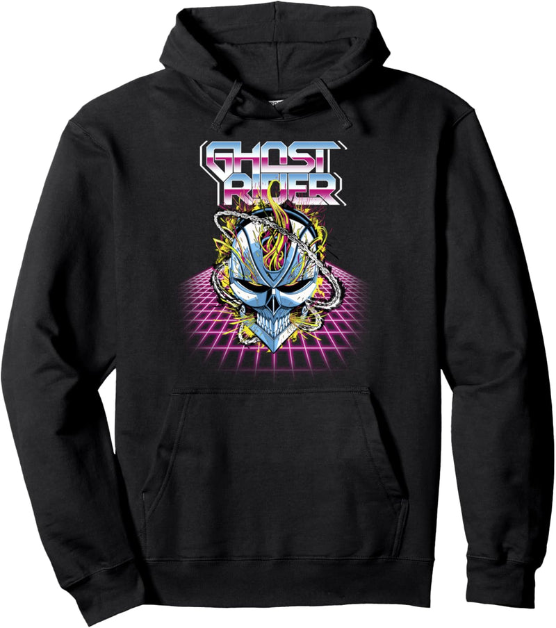 Marvel Ghost Rider Super 80s Retro Neon Grid Pullover Hoodie