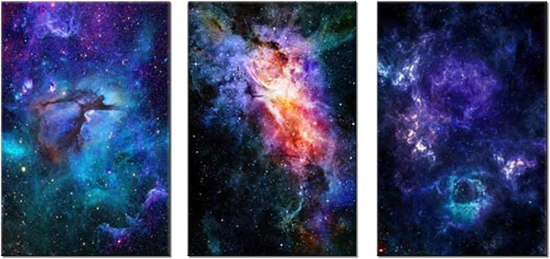 ZHONGYUTONG Nebel Galaxie Kunstdruck auf Leinwand mit Rahmen 3-teilig Universum Wandbild Weltraum Wa