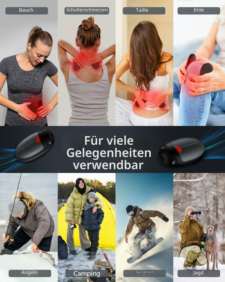 Handwärmer Wiederaufladbar, Handwärmer Elektrisch 2er-Set 20 Stunden Wärme, Elektrische Tragbare Tas