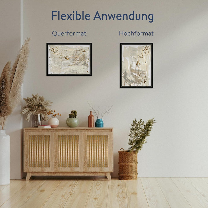 WANDStyle Bilderrahmen Landhaus Stil 30x42cm DIN A3 I Farbe: Schwarz I Fotorahmen I Holzbilderrahmen