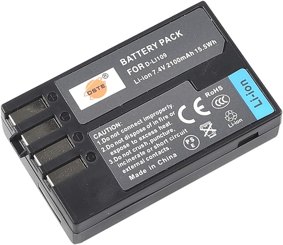 DSTE®（2 Pack）Ersatz Batterie und DC112E Reise Ladegerät Compatible für Pentax D-Li109 K-R K-30 K-50
