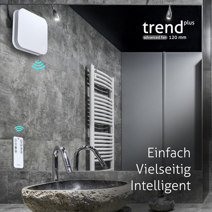 Turbionaire Trend Plus 120 WM Badlüfter 120 mm, Mit Fernbedienung – 7 Geschwindigkeiten + Boost, 25d