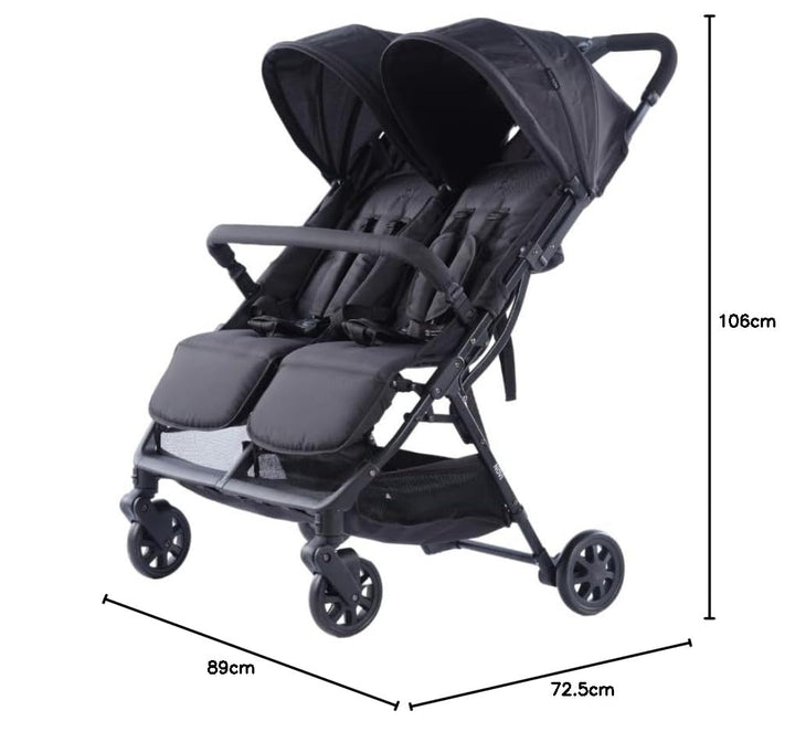 Novi Baby® Foss Go Duo, Zwillingsbuggy von Geburt an bis 15 kg (ca. 3 Jahre), extra grosser Korb, le