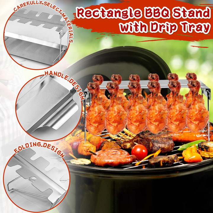 Hähnchenschenkel Halter Grill Zubehör für Backofen & Grill, Hähnchenkeulenhalter mit Auffangschale,
