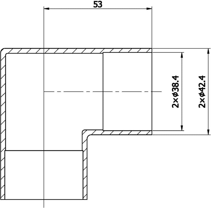 5 x Edelstahl Rundbogen 90° eckig inkl. 2 Adapter für Holzhandlauf Ø 42 mm, Eckverbinder 90°