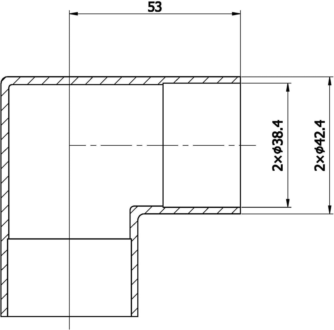 2 x Edelstahl Rundbogen 90° eckig inkl. 2 Adapter für Holzhandlauf Ø 42 mm 2 Eckverbinder 90°, 2 Eck