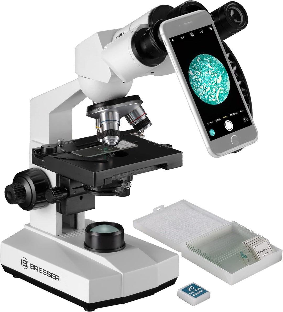 Bresser biologisches Durchlicht-Mikroskop, Erudit Basic Bino 40x-400x, Grob- und Feinfokussierung, s