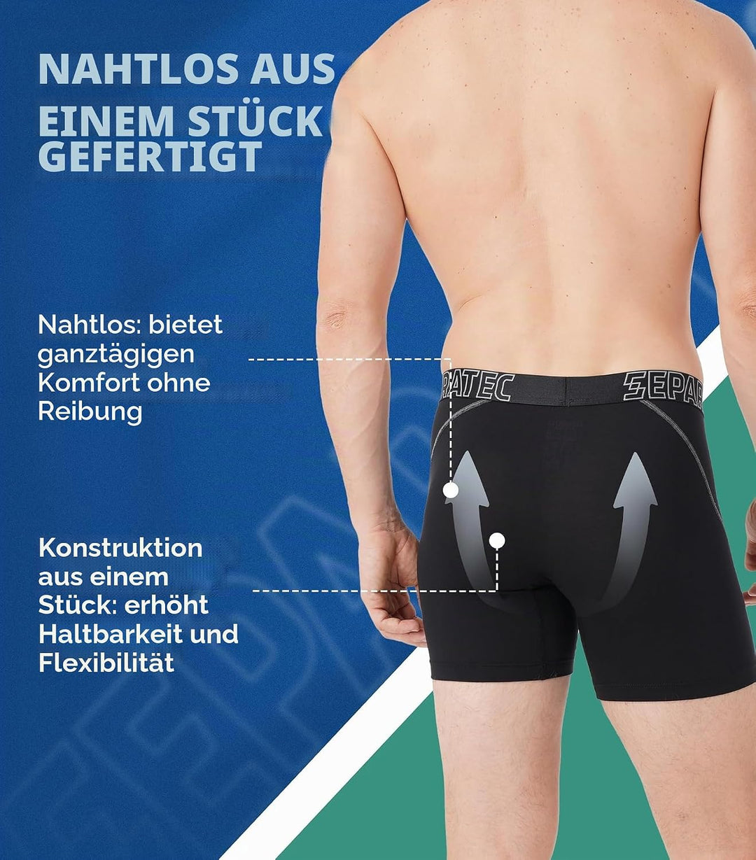 Separatec Herren Boxershorts Glattes Bambus Rayon mit getrennten Beuteln Unterwäsche 3er Pack Boxers