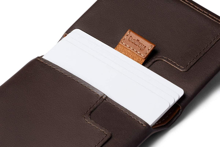 Bellroy Slim Sleeve – kleine, dünne Lederbörse (max. 12 Karten Plus Scheine) Java Caramel, Java Cara