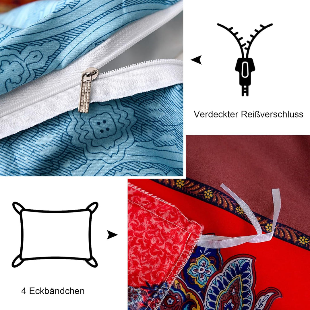 Freyamy Bohemian Bettwäsche 135x200cm Boho Indischen Mandala Bettwaren-Sets Bunt Vintage Exotische Ä