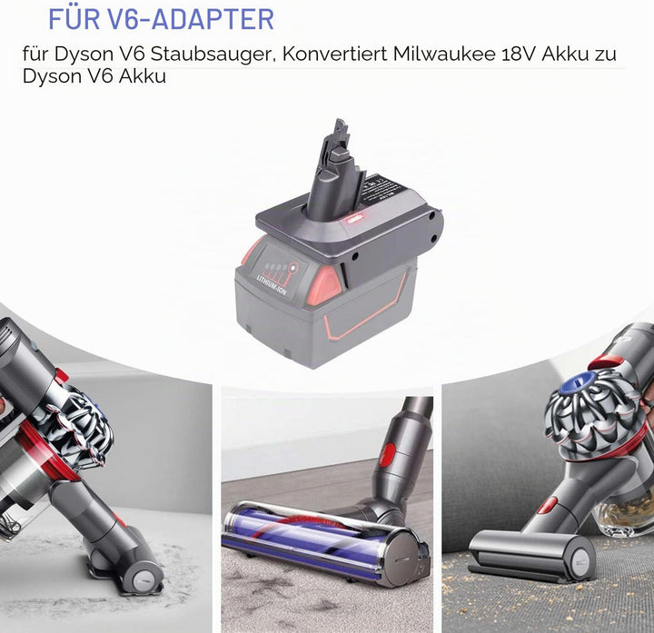 BTRUI Für Dyson V6 Milwaukee Batterieadapter, für Milwaukee M18 18 V Akku auf Dyson V6 SV03 SV04 SV0