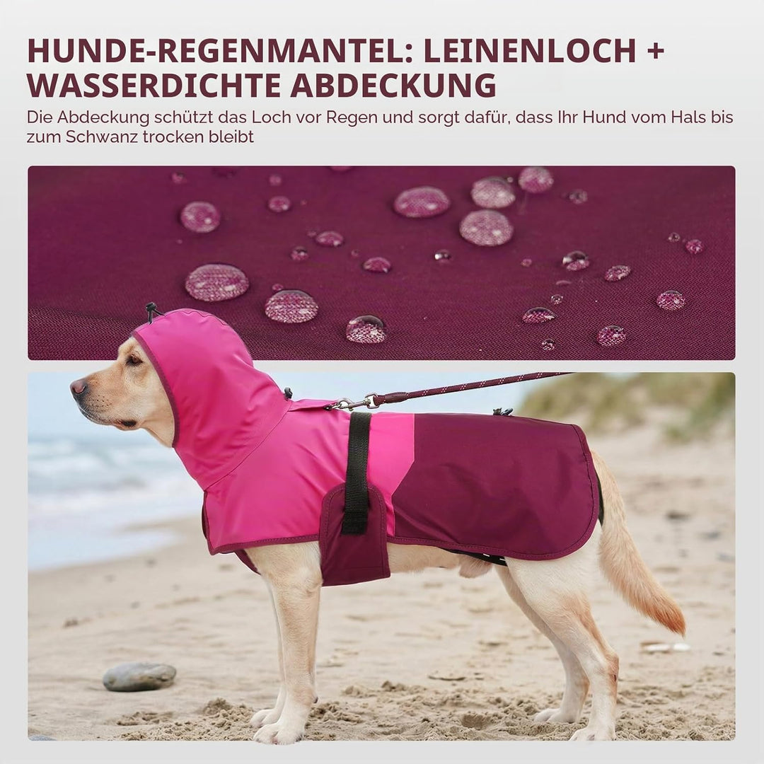 Hunde-Regenmantel für mittelgrosse Hunde, verstellbar, wasserdicht, reflektierend, atmungsaktiv, vol