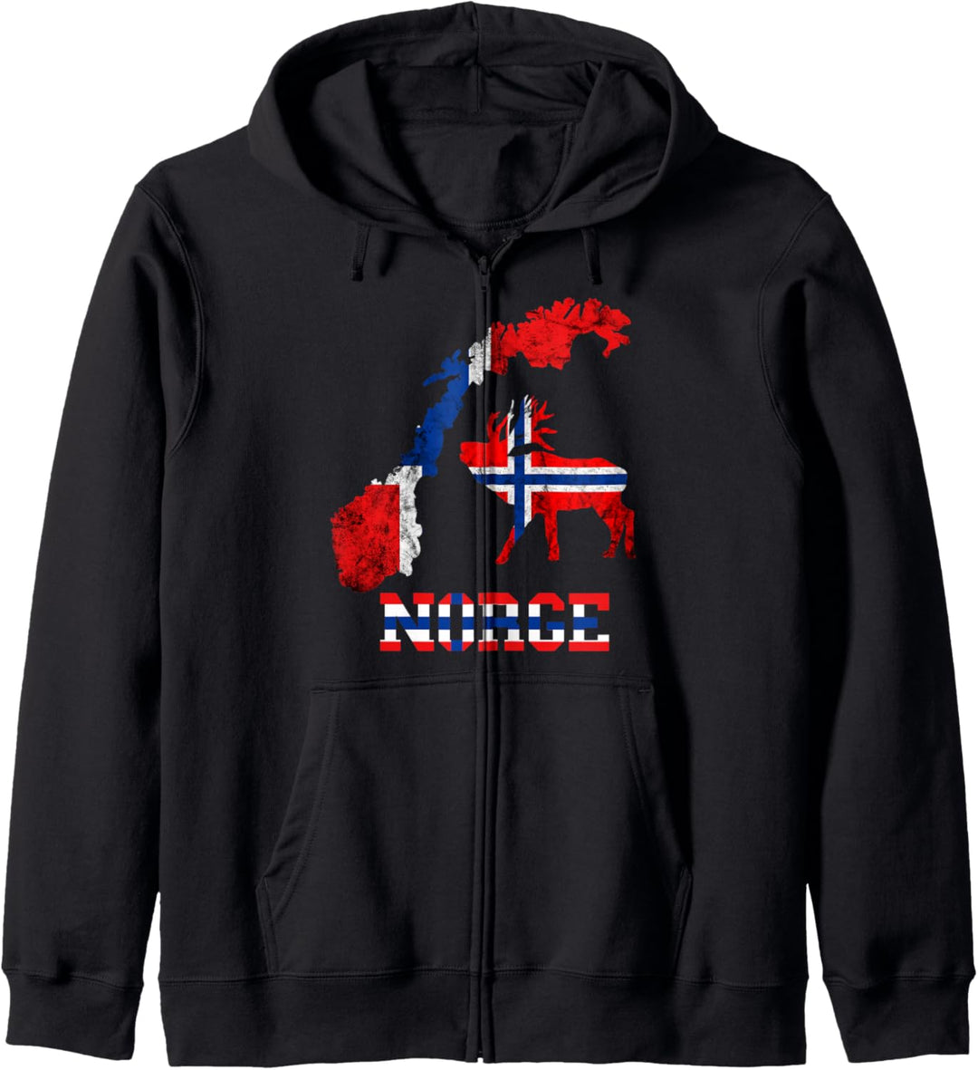 Norge Norwegen Karte Umriss Norwegischer Elch Jagd Wurzeln Kapuzenjacke