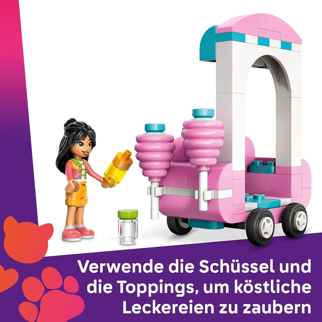 LEGO Friends Zuckerwattestand, Spielset für kreative Rollenspiele mit 2 Minifiguren, fahrbarem Stand