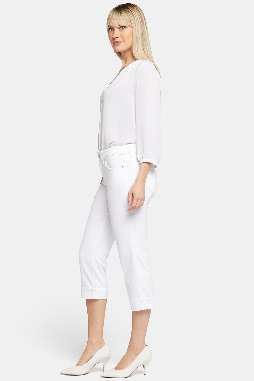 NYDJ Damen Marilyn Crop with Cuff Jeans, Optic White