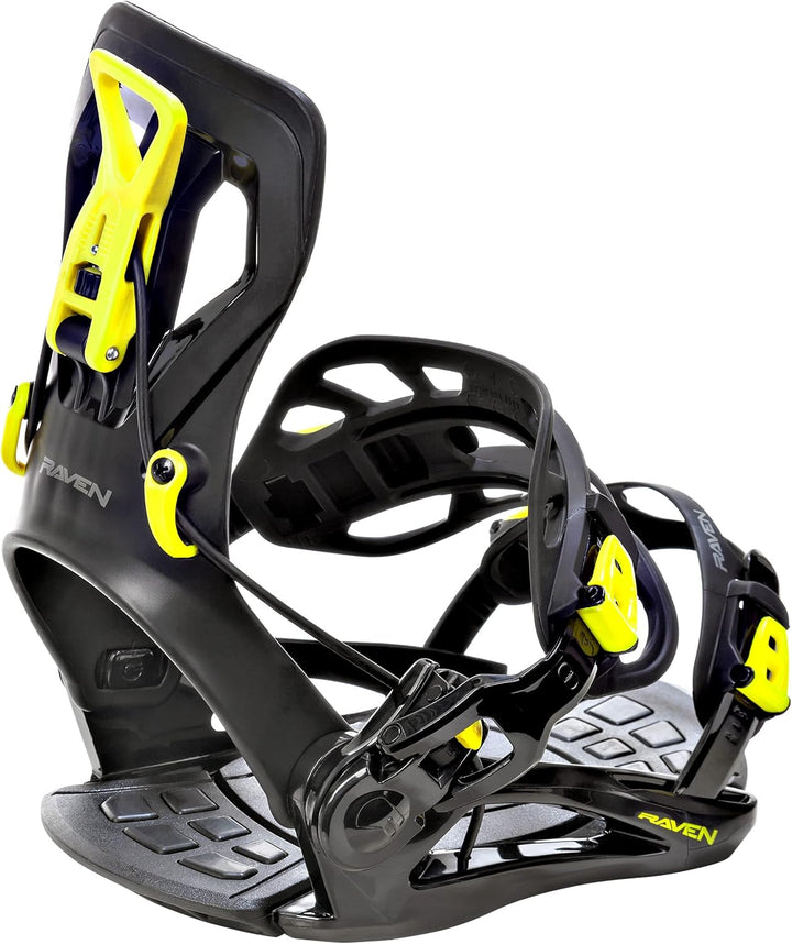 RAVEN Snowboard Set: Snowboard Pure Black + Bindung FT360 Black, Lemon Snowboard 151 cm + Bindung M