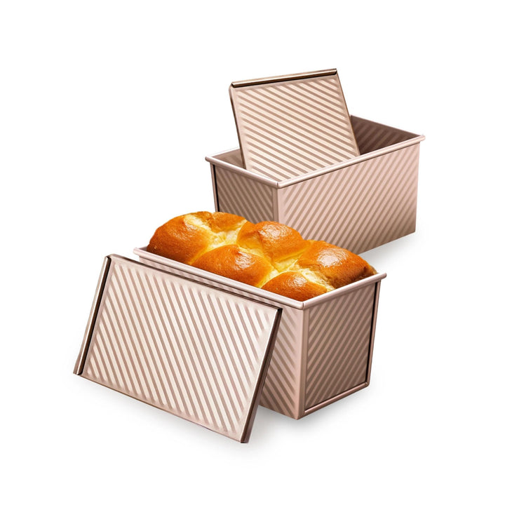 2 Stück Brotbackform mit Deckel, Toastbrot Backform mit Deckel, 450g (1lb) Antihaft Brotform Kastenf