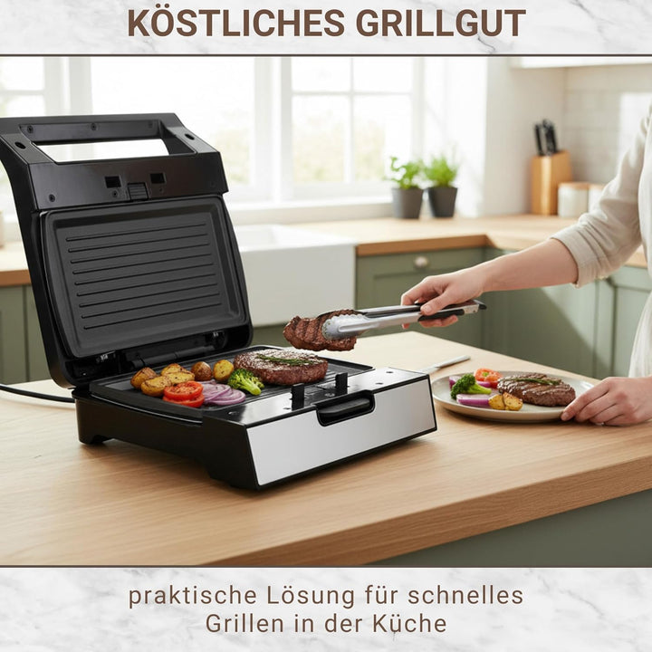 Syntrox Germany MM-1400W-Gusto-Grill Kontaktgrill mit wechselbaren, spülmaschinengeeigneten Platten