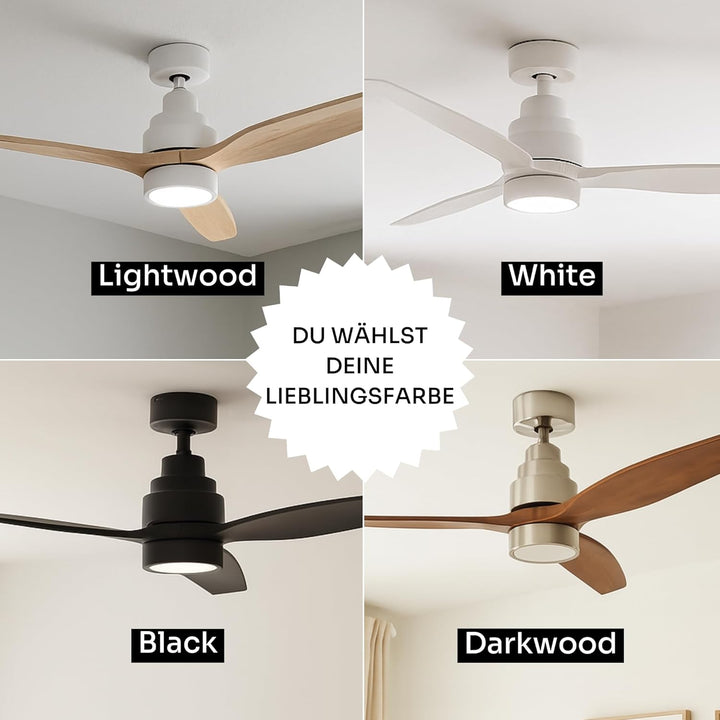 Mellerware - Deckenventilator mit Fernbedienung Brizy Bright | 45W | 6 Geschwindigkeiten | Sehr Leis
