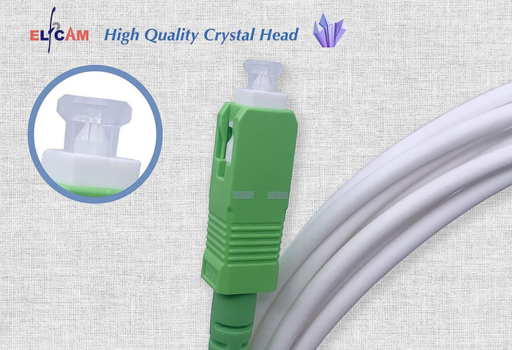 Elfcam® - 50m LWL Glasfaser-Kabel Simplex LC/APC zu SC/APC Stecker, 9/125μm OS2 Patchkabel LSZH, FTT