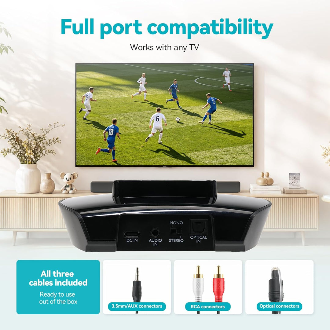 Retekess TA008 Funkkopfhörer Kabellos Für Tv, TV Sound Amplifie für Senioren, 2.4G Low Latancy, Ein