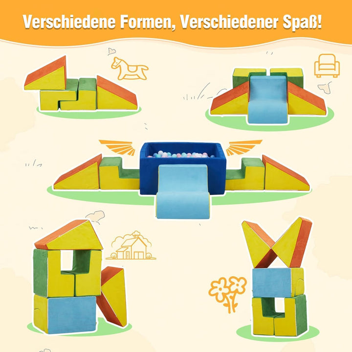 Schaumstoff Bausteine Kinder, Schaumstoff Kletterblöcke XXL, 6 Softbausteine Baby für Zuhause, Monte